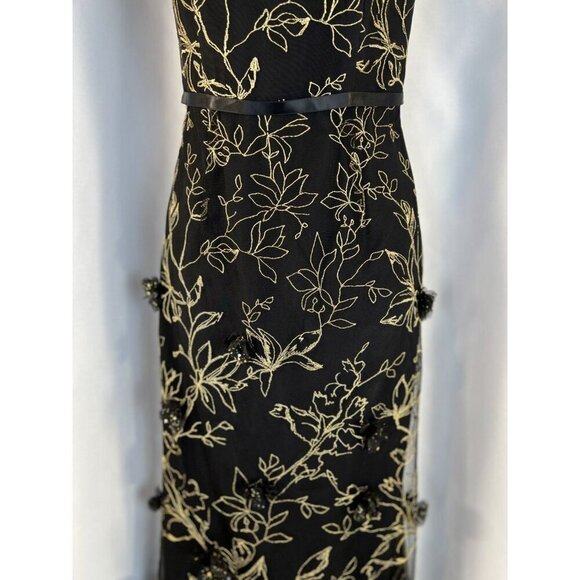 NEW Marchesa Notte Black Off-The-Shoulder Embroidered Gown $995 - Picture 4 of 14